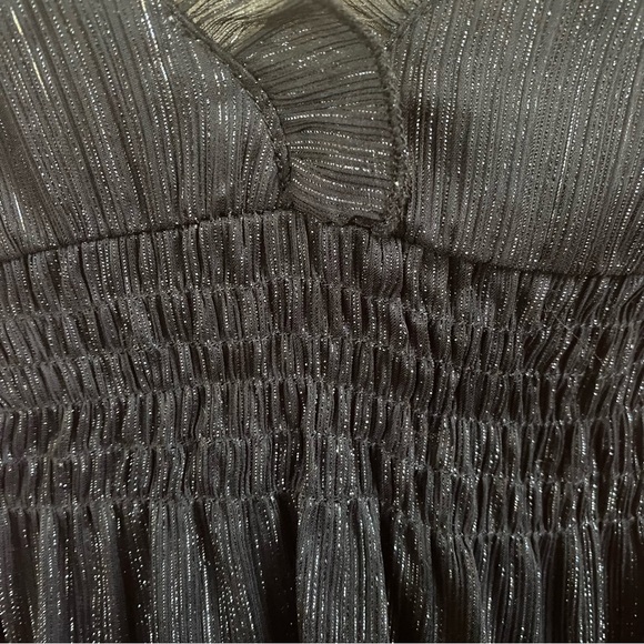 Vintage 90s/Y2K Vampire Coquette Ruffled Empire Waist Shimmery Tie Back Tank ~M - Picture 12 of 13